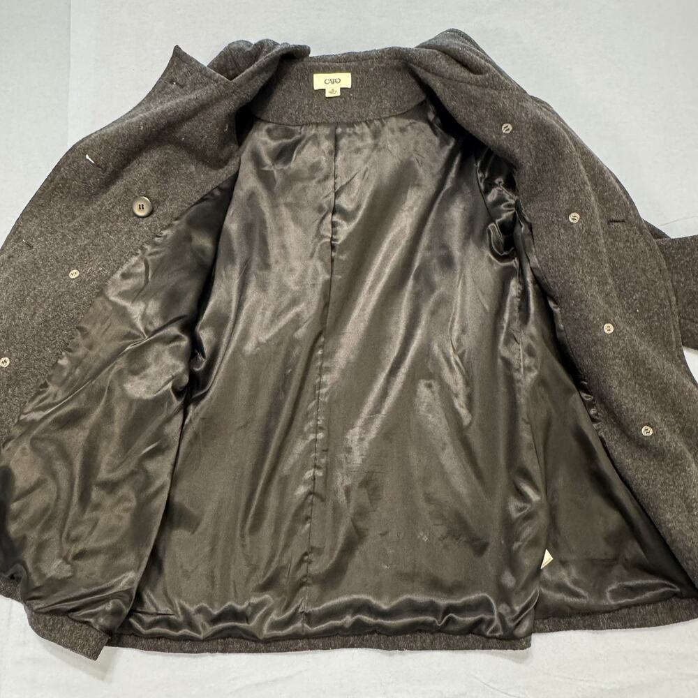 Cato Black Wool Blend Pea Coat Womens Double Breasted Warm Winter Jacket Classic - Picture 16 of 16